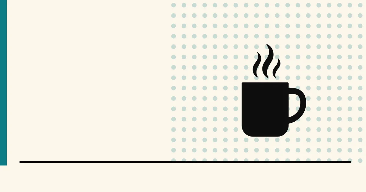 Flat black silhouette of a steaming coffee mug — the first hour of focused work before the world wakes