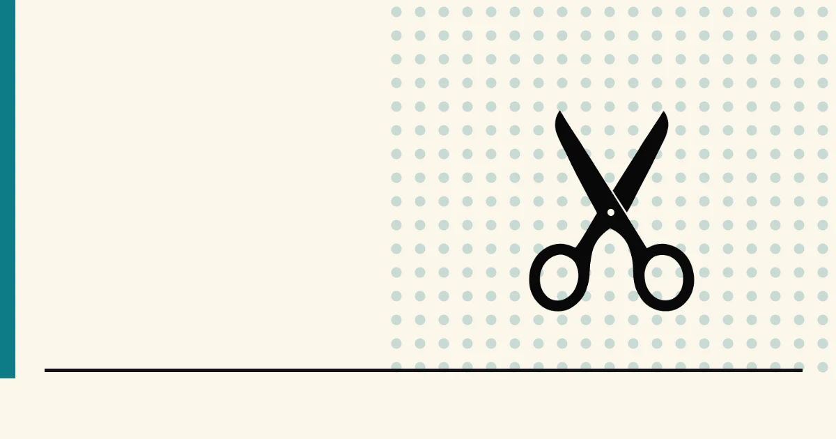 Flat black silhouette of open scissors — cutting short-form writing to the bone